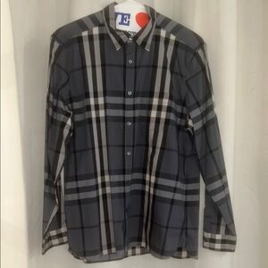 Burberry Gray and Black Casual Button Down Shirt